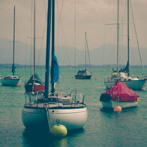 Sailboats moored