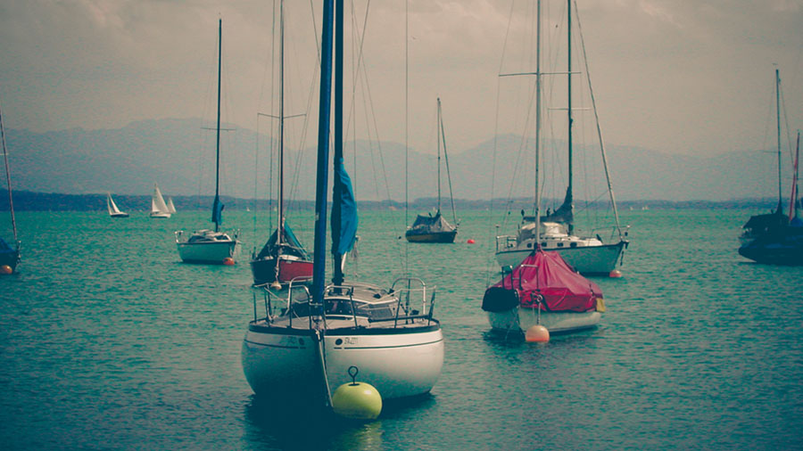 Sailboats moored